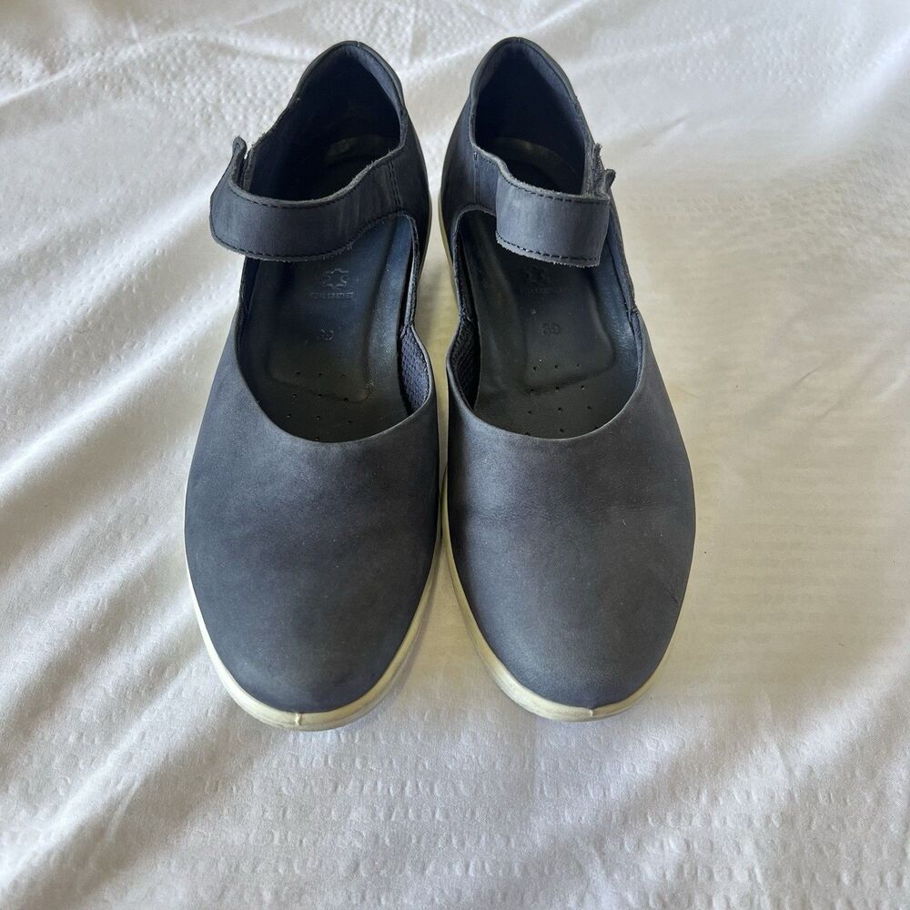 ECCO Women’s Blue Nubuck Comfort Shoes Mary Jane Wedge EU Sz 39, US Sz 8-8.5